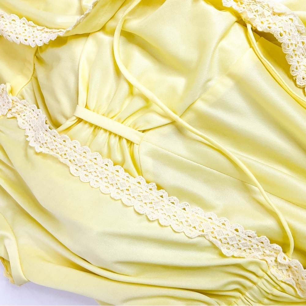 Retro Vintage Elegant Butter Yellow Lace Trim Dress Set - Picture 14 of 16